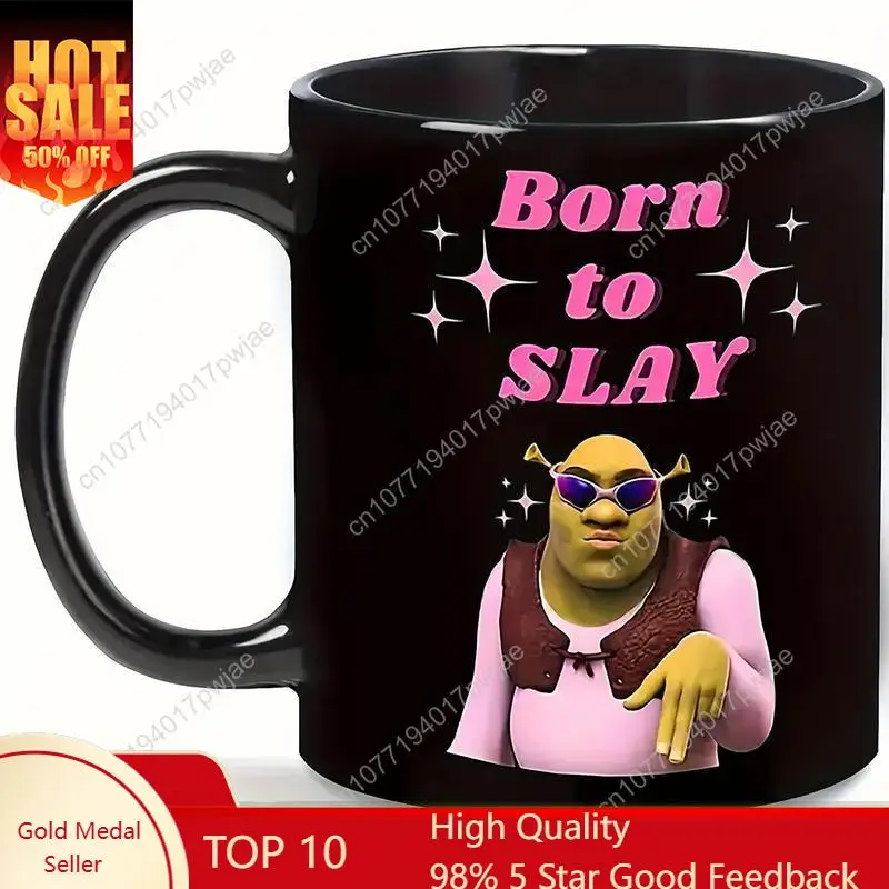 

Shrek Character Design Travel Coffee Mug, Funny Coffee Mug, 1 Count Creative Born To Slay Mug, Ceramic Coffee Cup, Drinking Cup