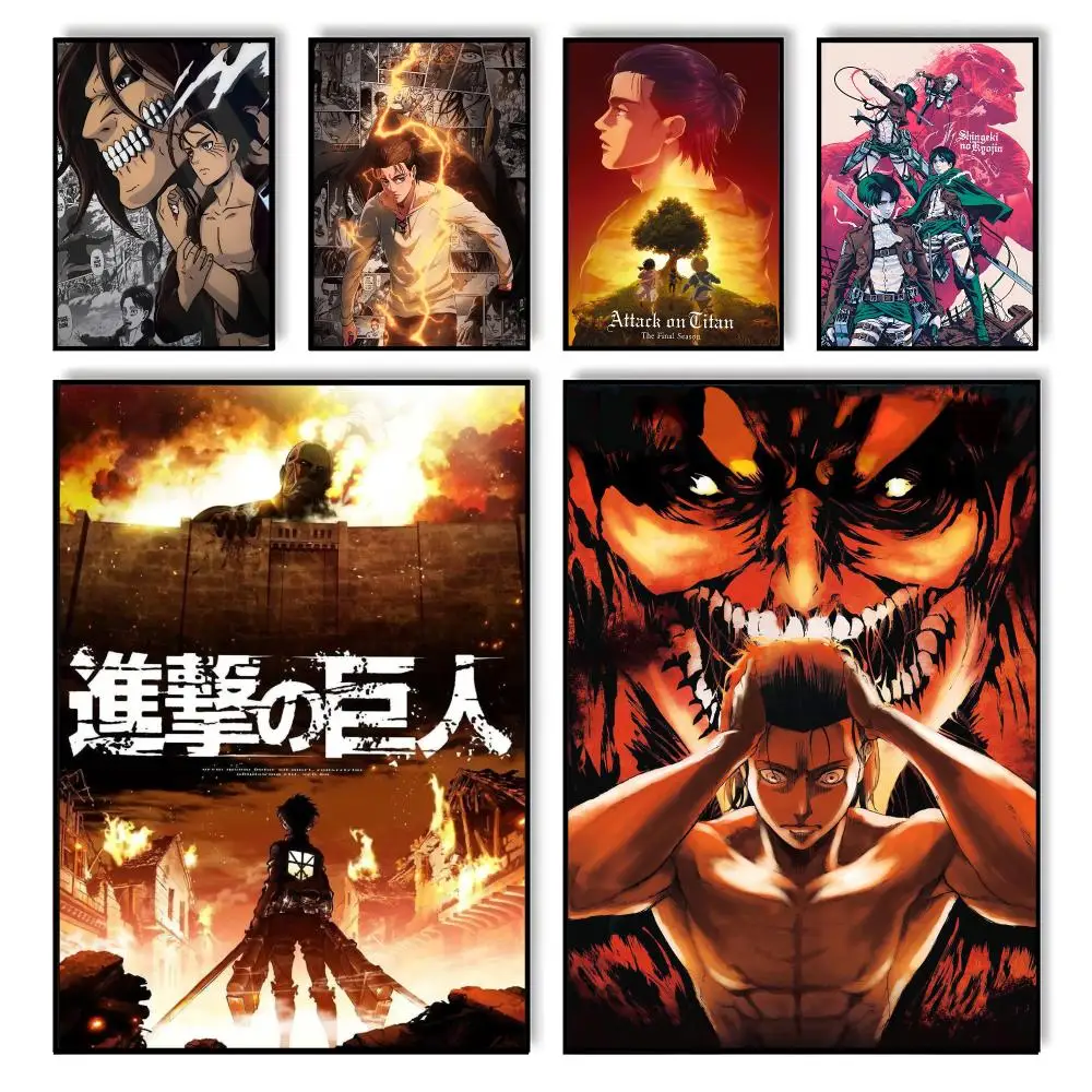 ANIME A-Attack on T-Titan Poster HD Self Adhesive Waterproof Wall Art Ideal for Home Office Dorm Bedroom Great Gift