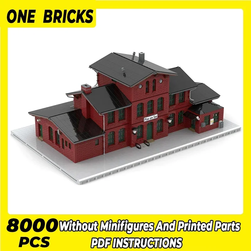 Street View Model Moc Building Bricks Branch Line Train Station Technology Modular Blocks Gifts Christmas Toys DIY Sets Assembly