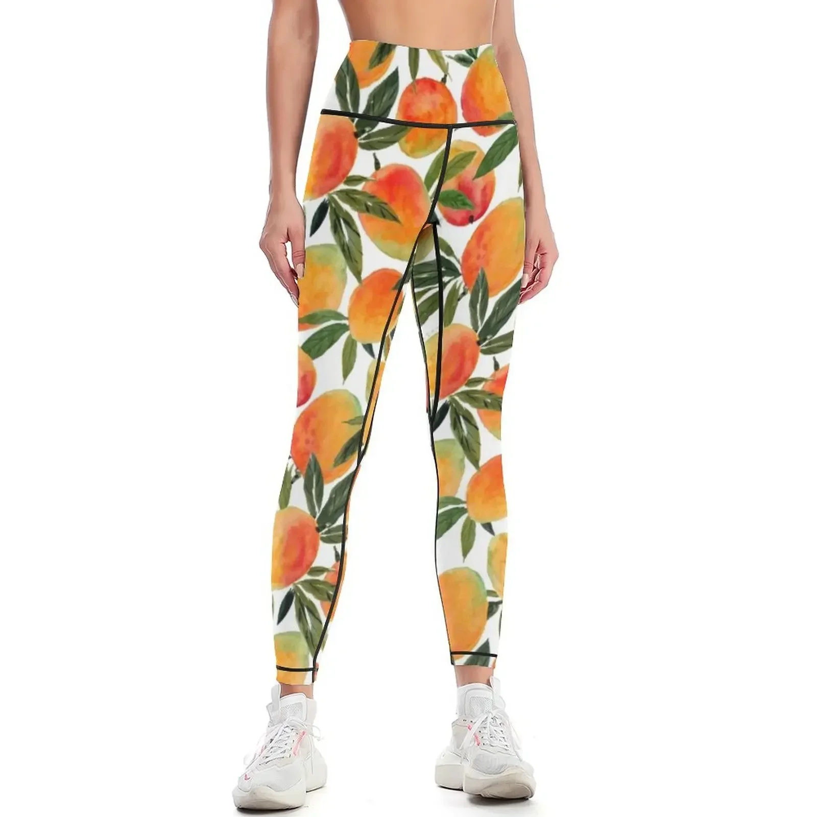 

GO MANGO GO Fruit Pattern Leggings workout shorts Sports pants for high waist leggins push up woman Womens Leggings