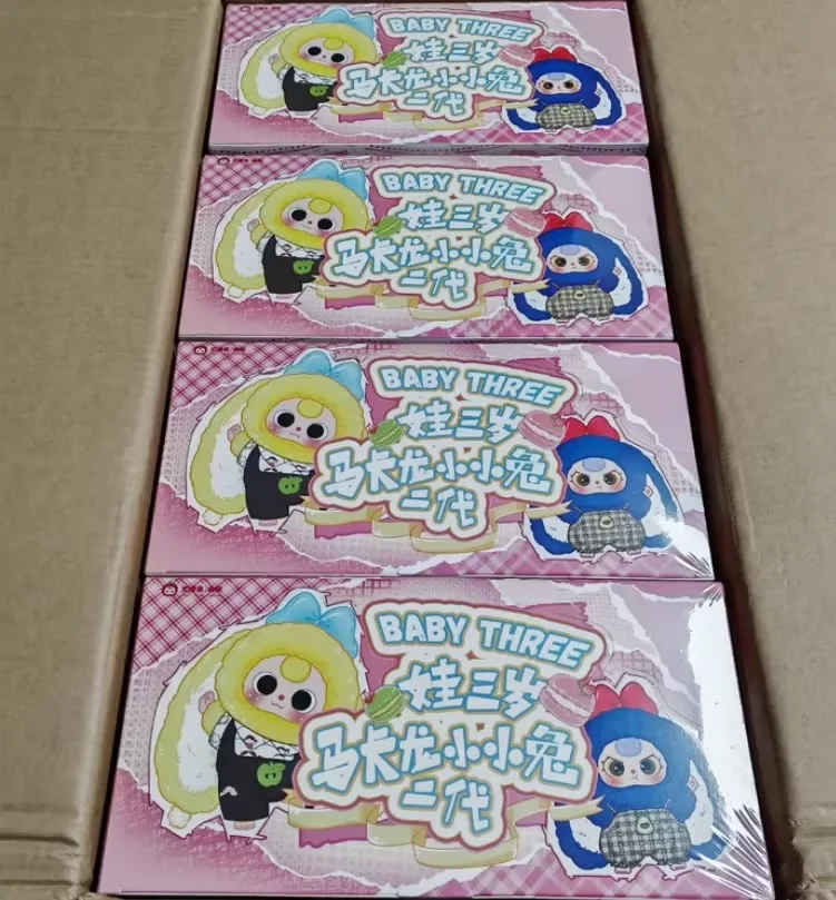 Babytrês genuíno vinil boneca de pelúcia figura de ação série 2 macaron pequeno coelho retorna v2 caixa cega boneca de pelúcia brinquedo colecionável gif