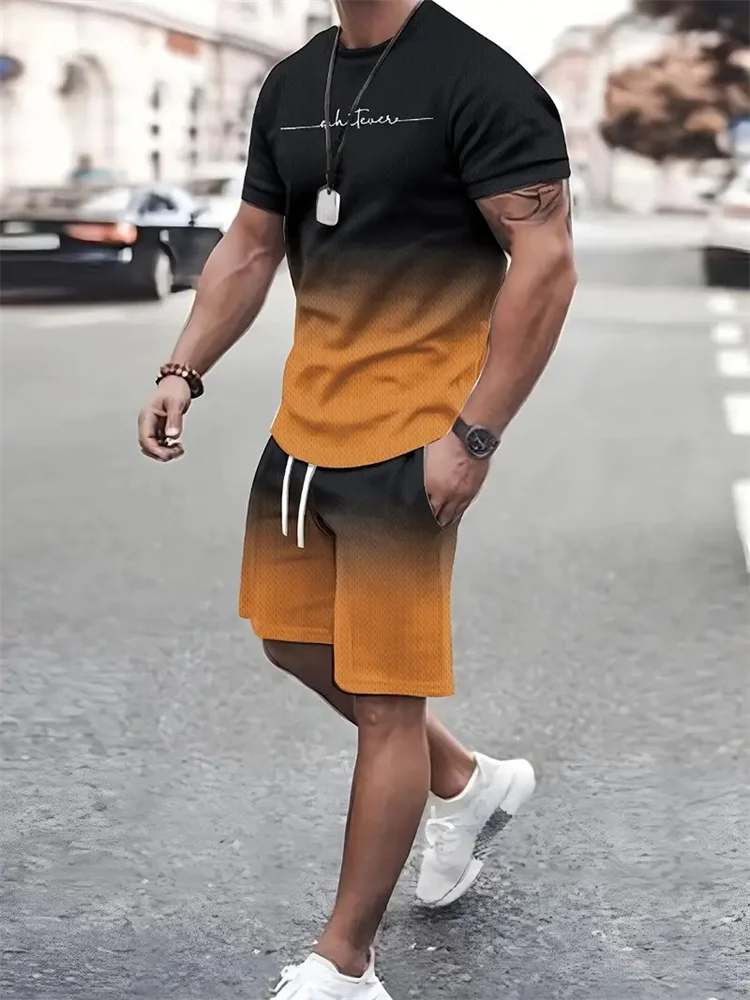 

3D Print Sports Men Women T-shirt Short Outdoor Street Casual Fashion Simple Vacation Fintess Run Couple Set Summer Clothing Top