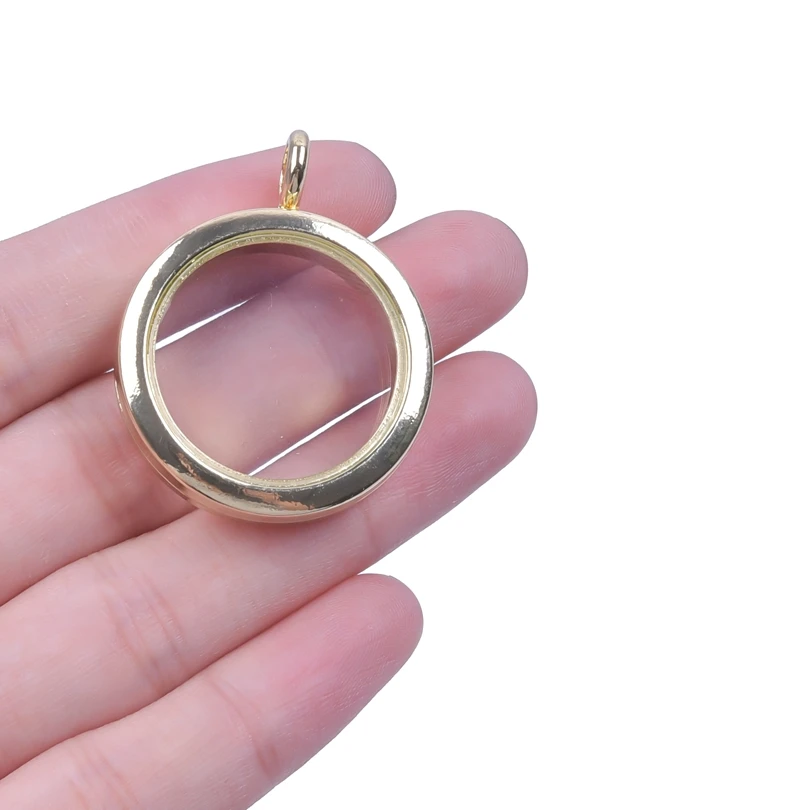 1-5pcs Round Memory Locket Pendant for DIY Jewellery