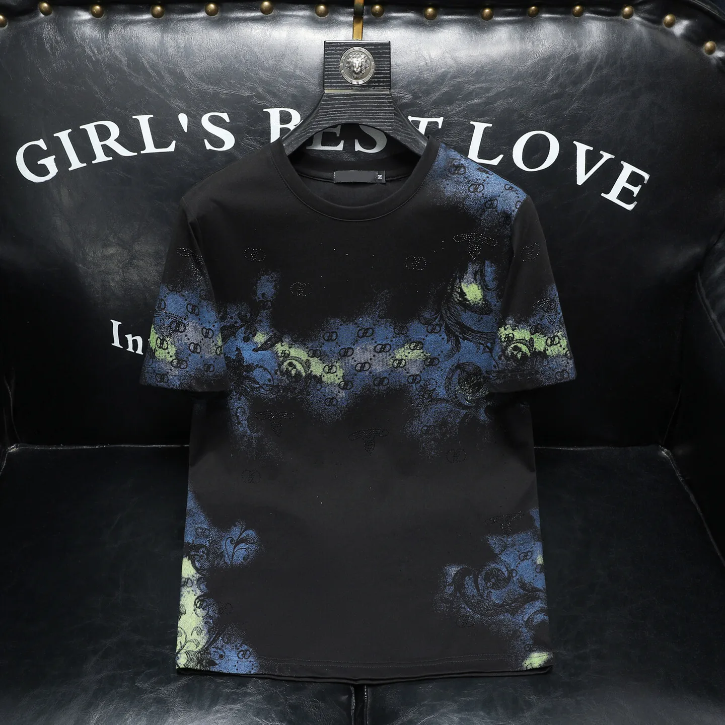 

Новая мужская футболка 2026 года, модная, в городском стиле, из смесового полиэстера и хлопка, с круглым вырезом, классическим узором, нелиняющая, для летней носки