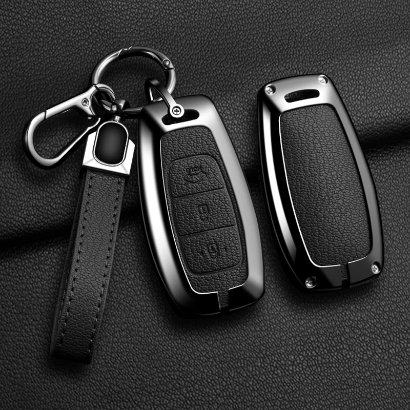 Funda de aleación adecuada para llave de coche Hyundai I30, Ix35, KONA, Encino, Solaris, Azera, Grandeur, Ig, Accent, Santa Fe, Palisade, llavero