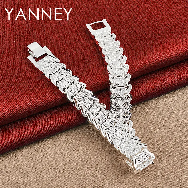 

New 925 Sterling Silver 8 Inches Fine Watch Strap Bracelet For Women Hip Hop Fashion Charm Wedding Jewelry Gifts Accessories