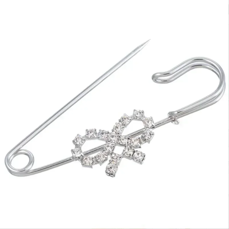 2/4/8pcs Silver Tone Rhinestone Safety Pins Large Nickel Finish Clothing Pins Jewelry Brooches Assorted for DIY Art Craft