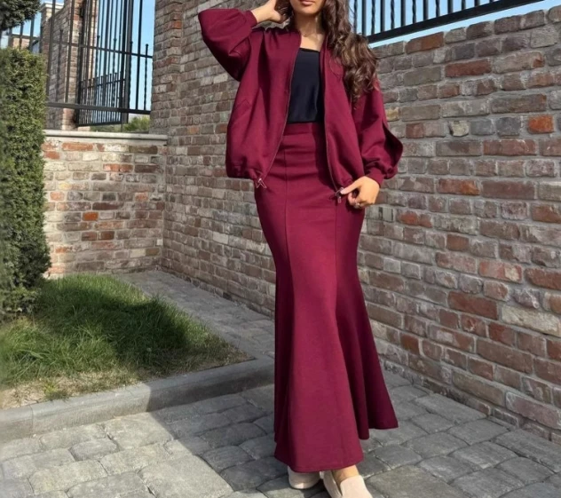 Elegant 2-Piece Sets for Women Casual Versatile Jacket+Slim Fish Tail Wrap Skirt Two Piece Sets Outfit