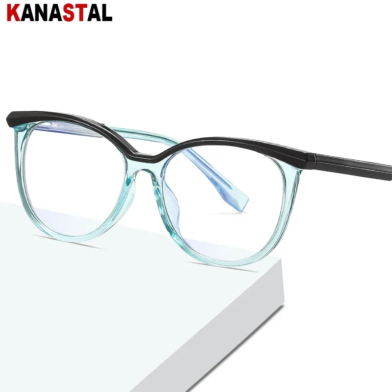 Women Reading Glasses Blue Light Blocking Prescription Eyewear CR39 Optic Lenses Presbyopic Myopia TR90 Eyebrow Eyeglasses Frame