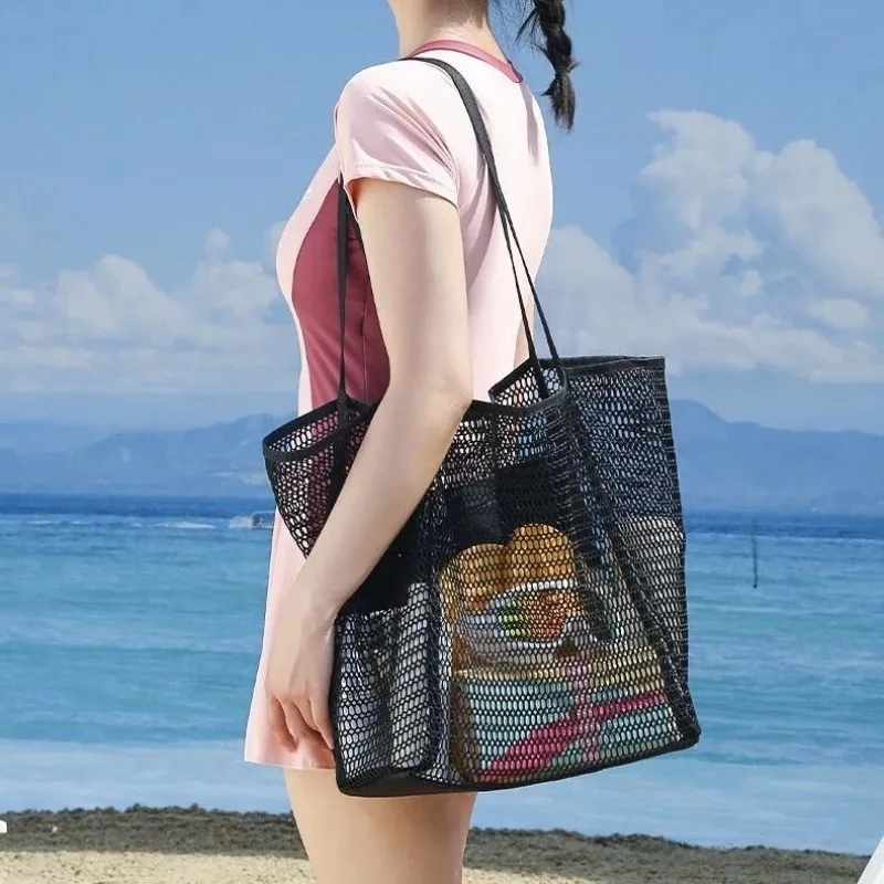 Grid beach bag, shoulder carry large capacity, sports fitness storage bag