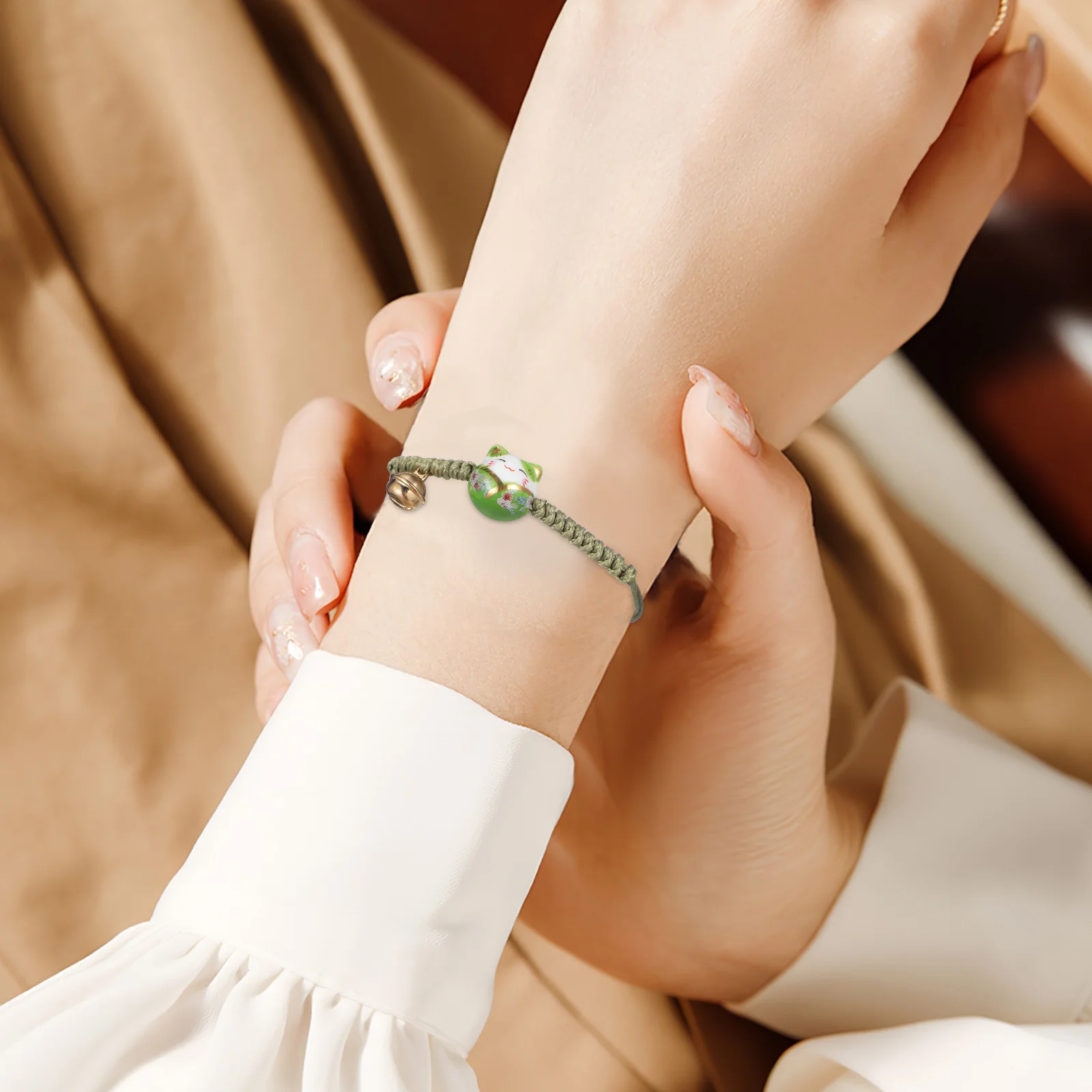 3 قطعة القط Maneki Neko سوار محظوظ سحر حبل قابل للتعديل معصمه جلجل جرس النمط الياباني حسن الحظ مجوهرات