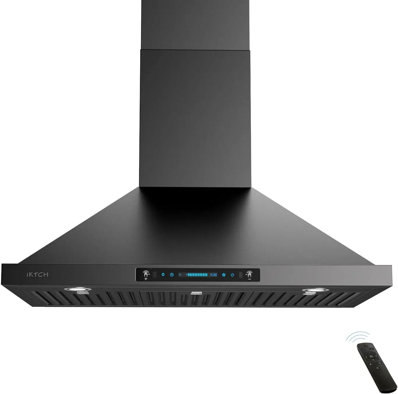 30 inch Black Wall Mount Range Hood, Ducted/Ductless Stainless Steel Vent Hood with Gesture Sensing & Touch Control Switch Panel