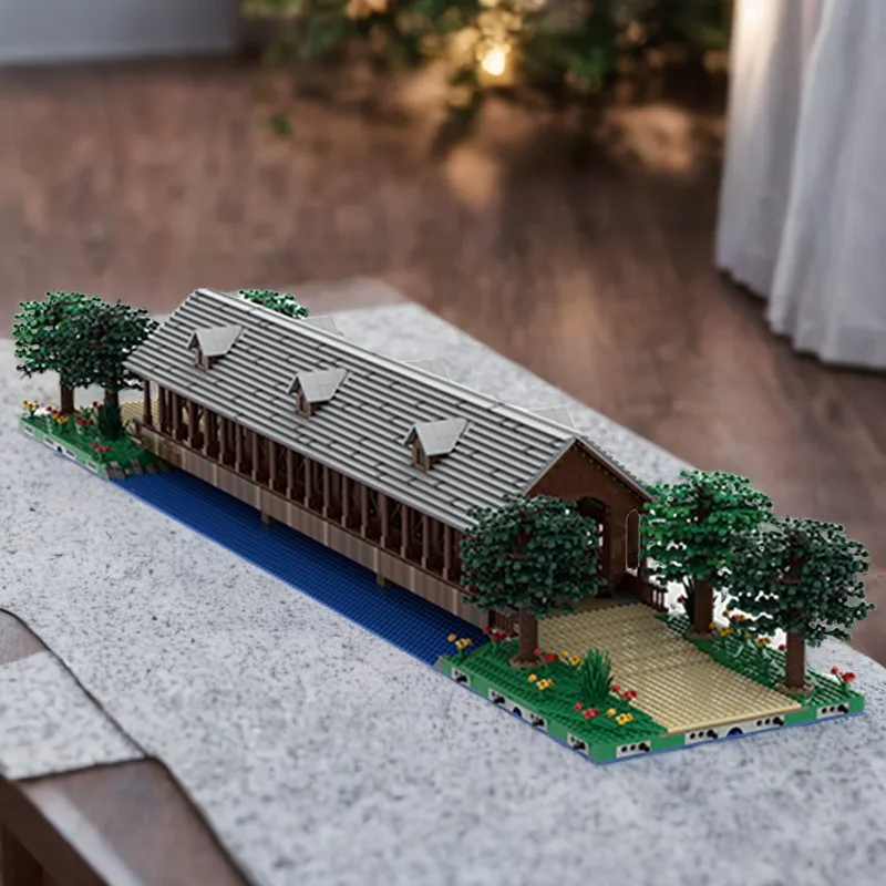 

6956pcs MOC Custom Building Blocks "Covered Bridge" Creative Wooden Bridge Education Model Building Blocks Birthday Toys Gift
