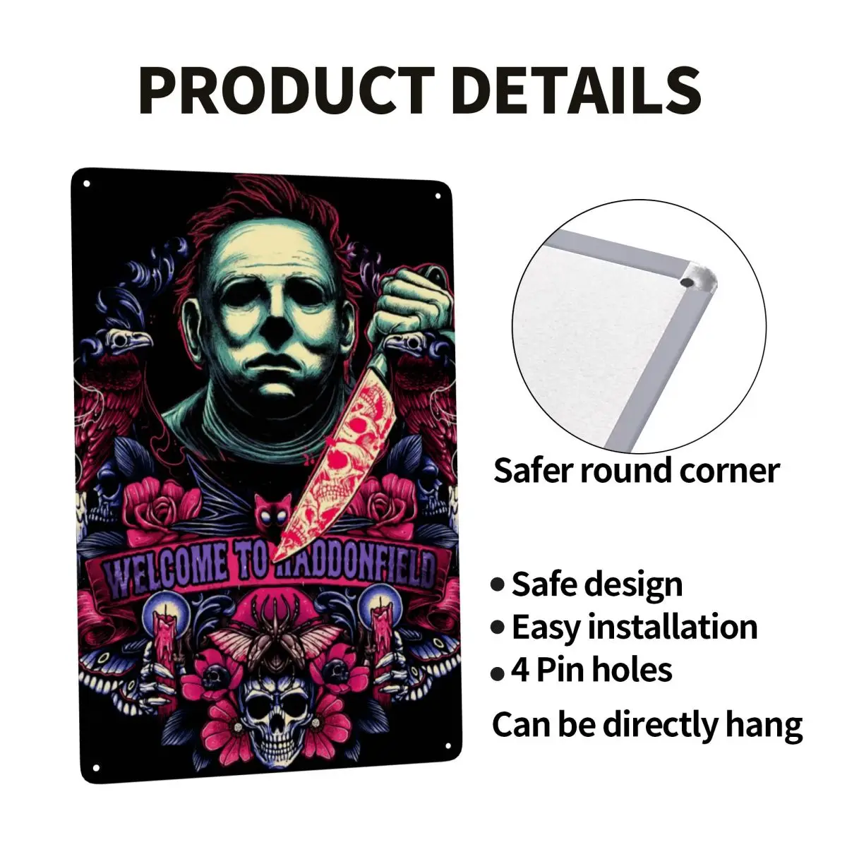 مايكل مايرز هالوين فيلم الرعب القاتل التسلسلي معدن القصدير تسجيل مستطيل علامات اللوحة بار مقهى مطعم جدار فن الديكور