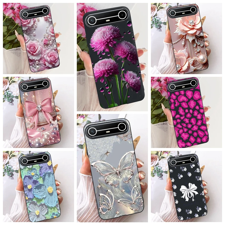 الأزهار فراشة القوس تصميم نمط جراب هاتف ل Tecno Pova سليم 5G حالات الموضة KM9 لينة للصدمات الأسود الغطاء الخلفي الوفير #1