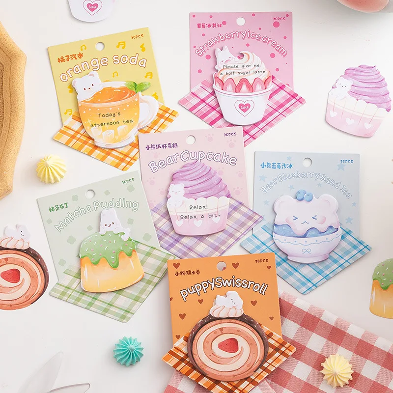 30 ชิ้นน่ารักสัตว์เลี้ยง Sweetheart Sticky Notes สําหรับนักเรียน To Take Notes และ Leave Notes การ์ตูนป้ายสติกเกอร์