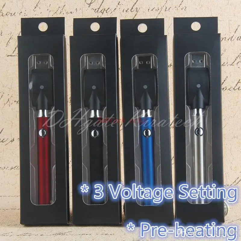 10 قطعة سخن VV Vape بطارية نفطة عدة 350mAh 3.4 فولت-3.7 فولت-4.0 فولت التسخين متغير الجهد مع شاحن USB لاسلكي Ecig القلم