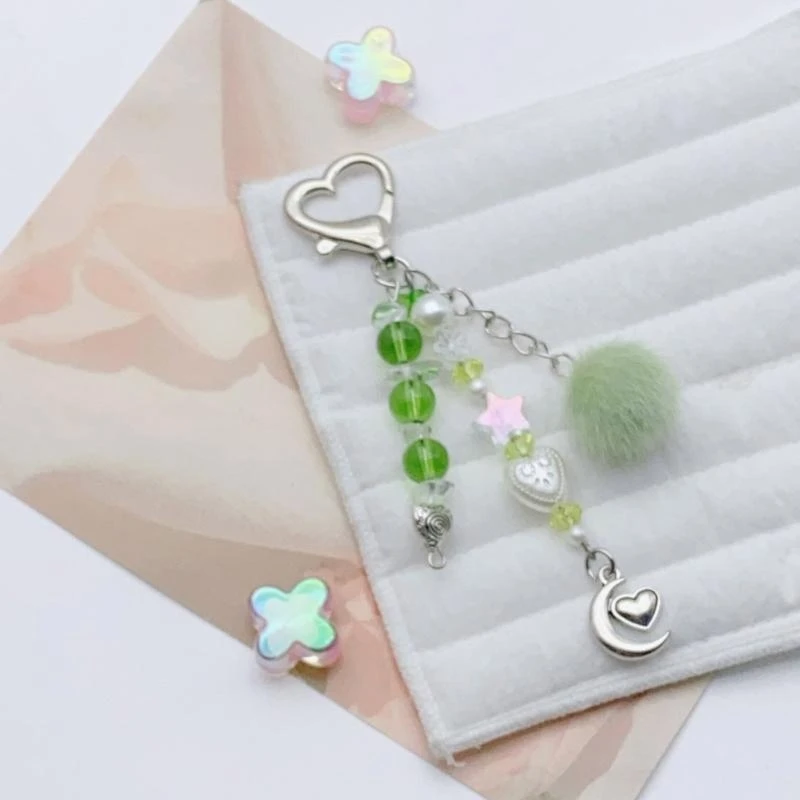 

Stylish Macaron Tone Moon Wool Keychain Charm Pendant for Trendy Accessories