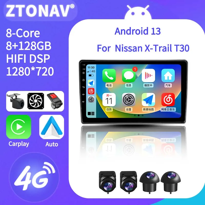 

Carplay Car Stereo For Nissan X-Trail T30 2000 - 2007 Multimedia Android Radio Player Headunit Carplay Auto Support 360 Camera