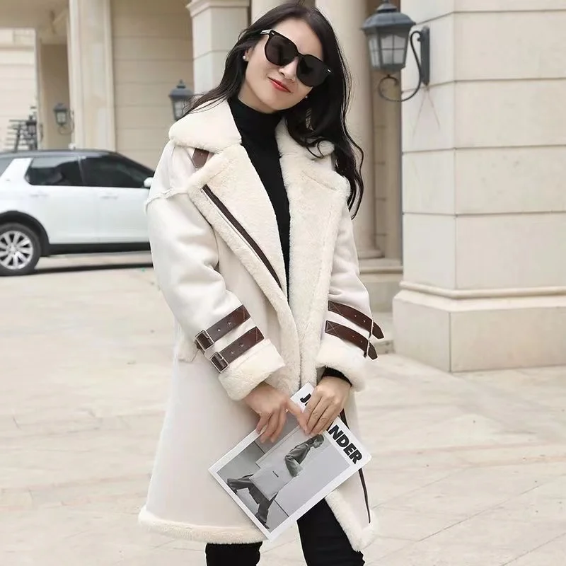 Lamb Wool Coat Women's Long Style 2024 Autumn Winter New Overcoat Fur-Fur Integration Sheep Shearing Thickened Jacket Female Top