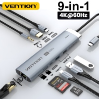 Vention New USB Hub HDMI 4K 60Hz 9 in 1 PD 100W USB C 3.2 Gen2 Hub 5Gbps Splitter Expansion Adapter for Macbook Air M1 M2 Laptop