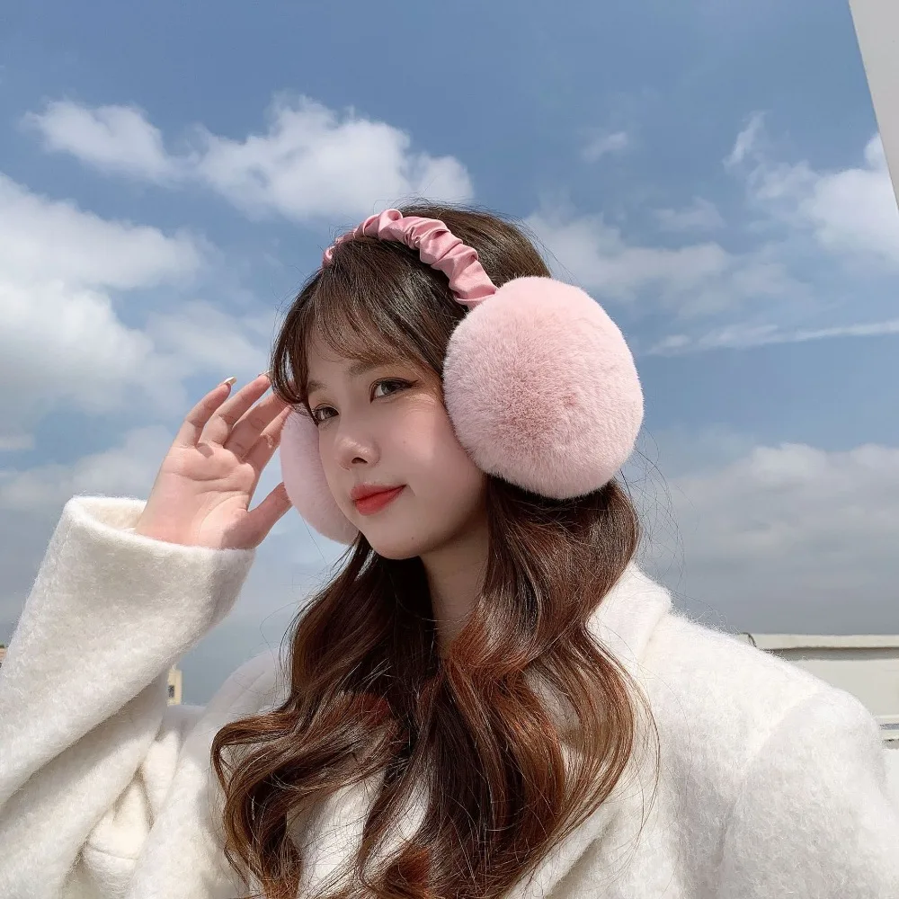 Simple Plush Fluffy Earmuff Keep Warm Cold Protection Ear Warmer Solid Color Ear Cover Winter