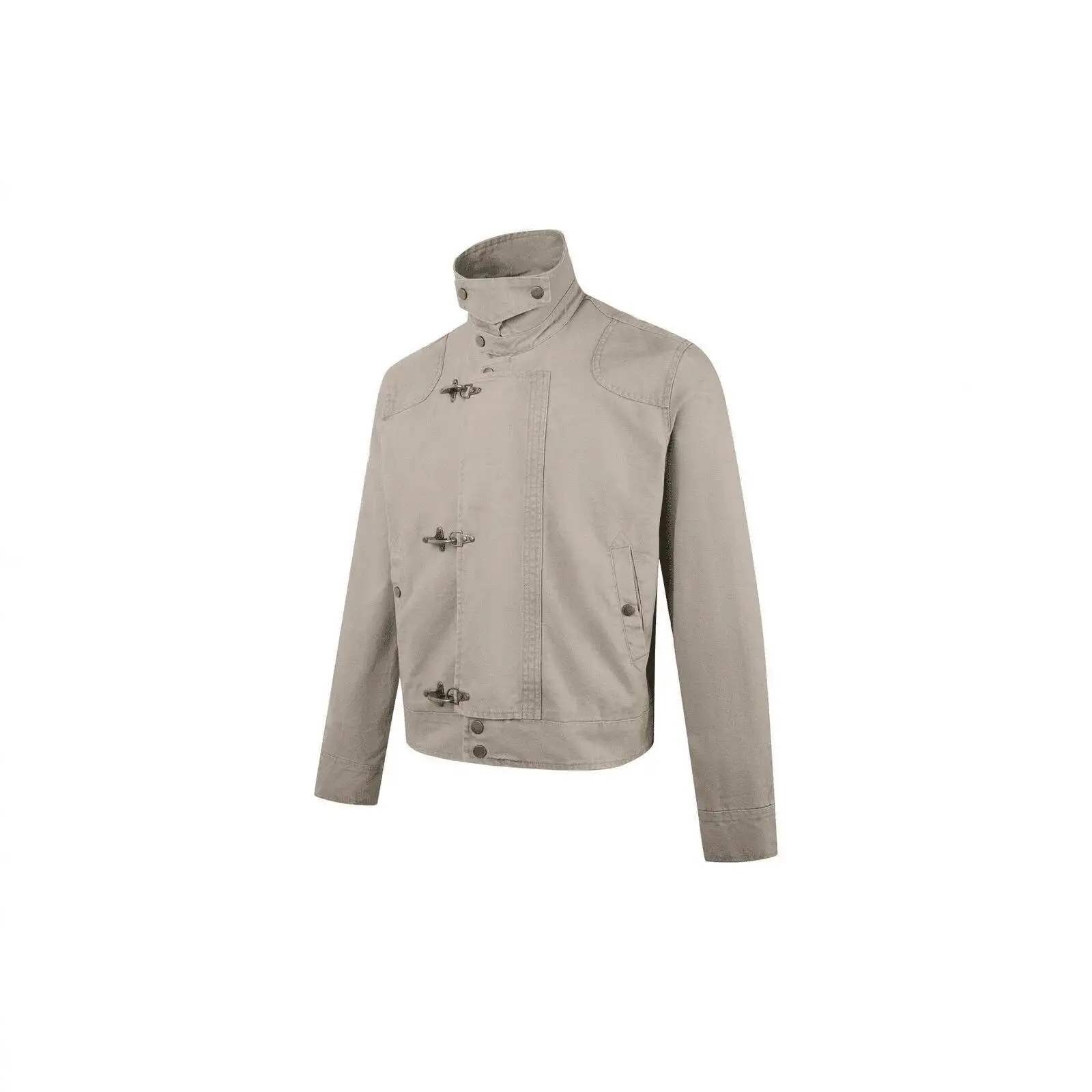 

American Vintage Worn Aircraft Buckle Jacket Men Women Spring Autumn Short Wide Coat Casual Polyester Fiber