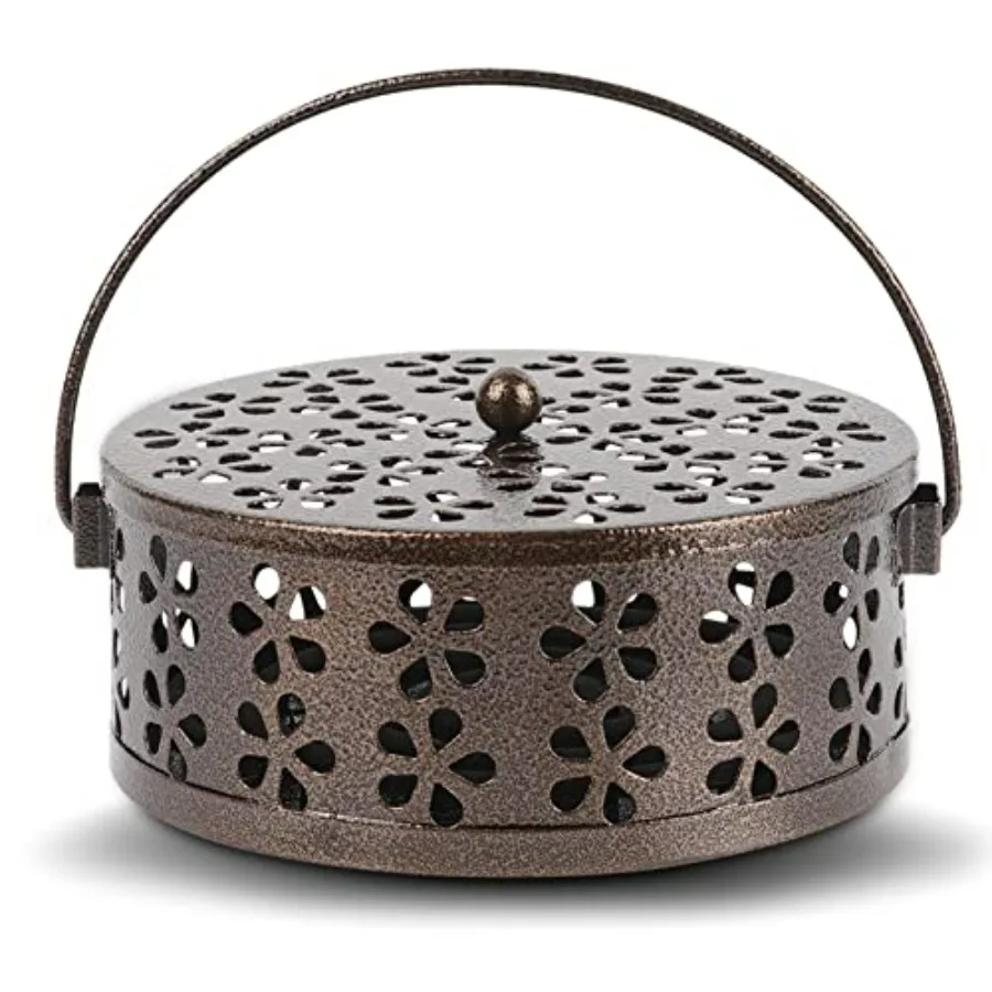 

Portable Iron Mosquito Coil Holder with Handle Round Heat-Resistant Incense Holder for Home Office Camping