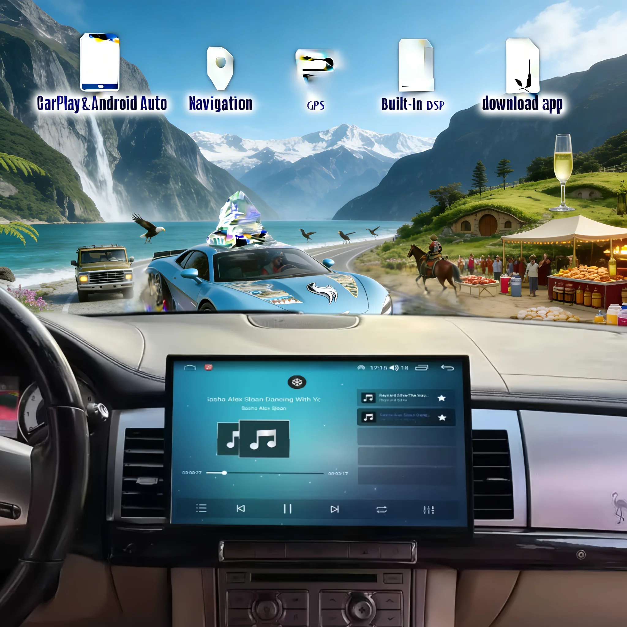 Radio para Auto con Carplay y Android 14 de 13.3 Pulgadas para Jaguar XF X250 2008 2009 2010-2015, Pantalla GPS, Reproductor Multimedia Estéreo, Unidad Principal