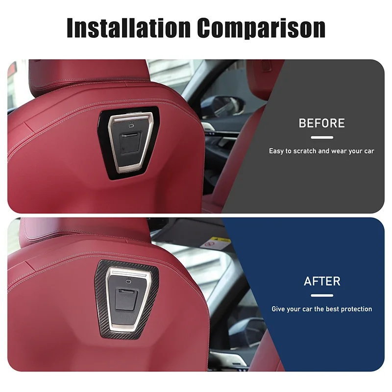 

Накладка на порт зарядки на спинке сиденья из настоящего карбона для BMW 5 серии G60 2024+ – декоративная рамка-наклейка, аксессуар для интерьера автомобиля