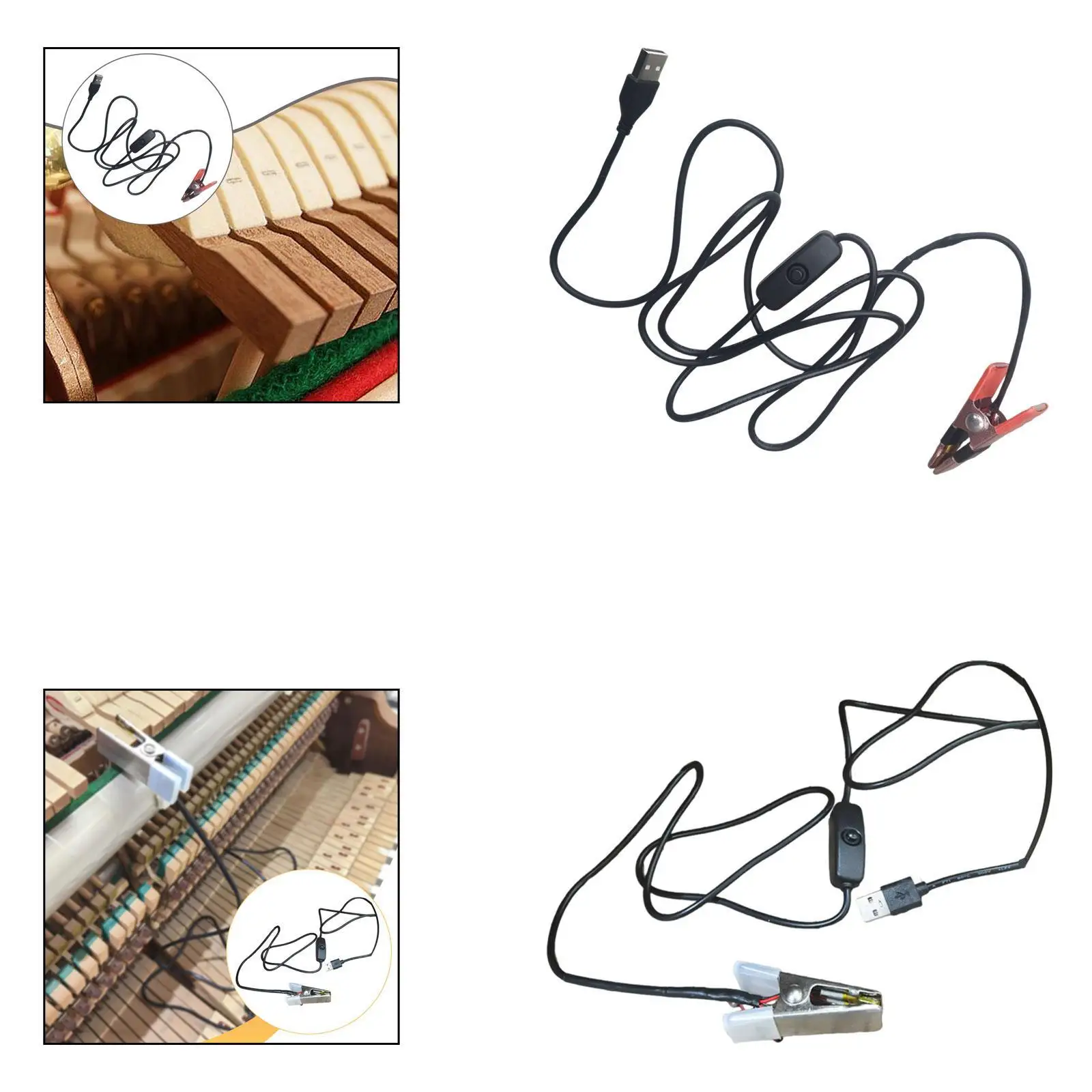 

Эффективный USB-нагревательный зажим для фортепиано, прочный, черно-красный, электрический инструмент для настройки для фортепианных мастеров