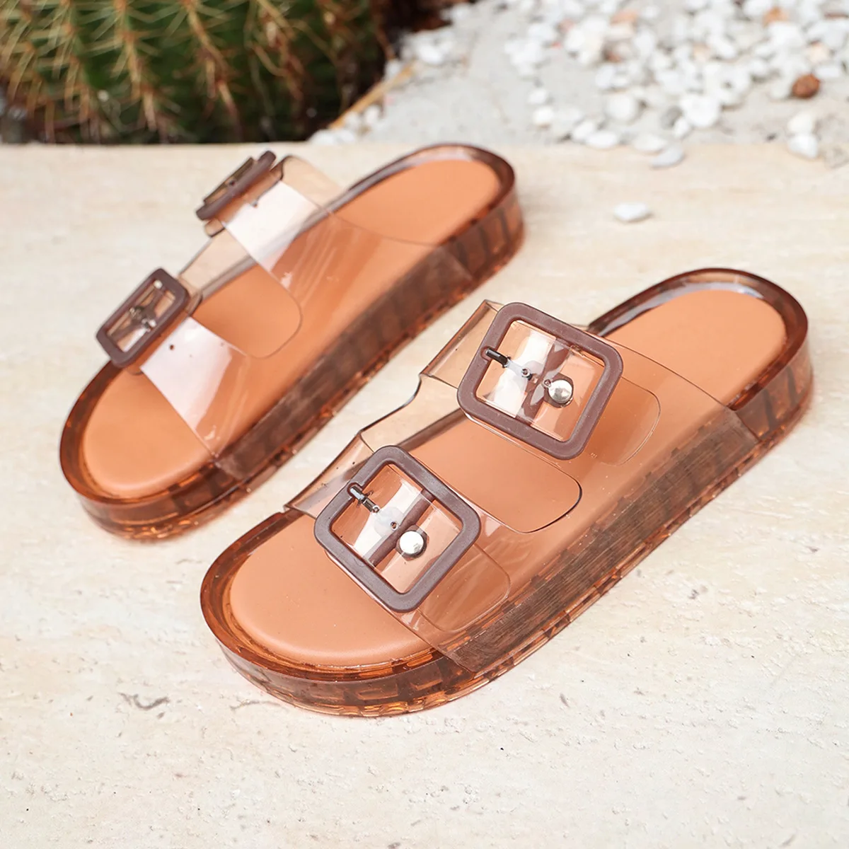 2026 Neue Damen-Leoparden-Jelly-Sandalen mit Doppelschnalle, Dicker Sohle, Rutschfest, Atmungsaktiv, für Outdoor und Strand, Modische Slides – Detail 17
