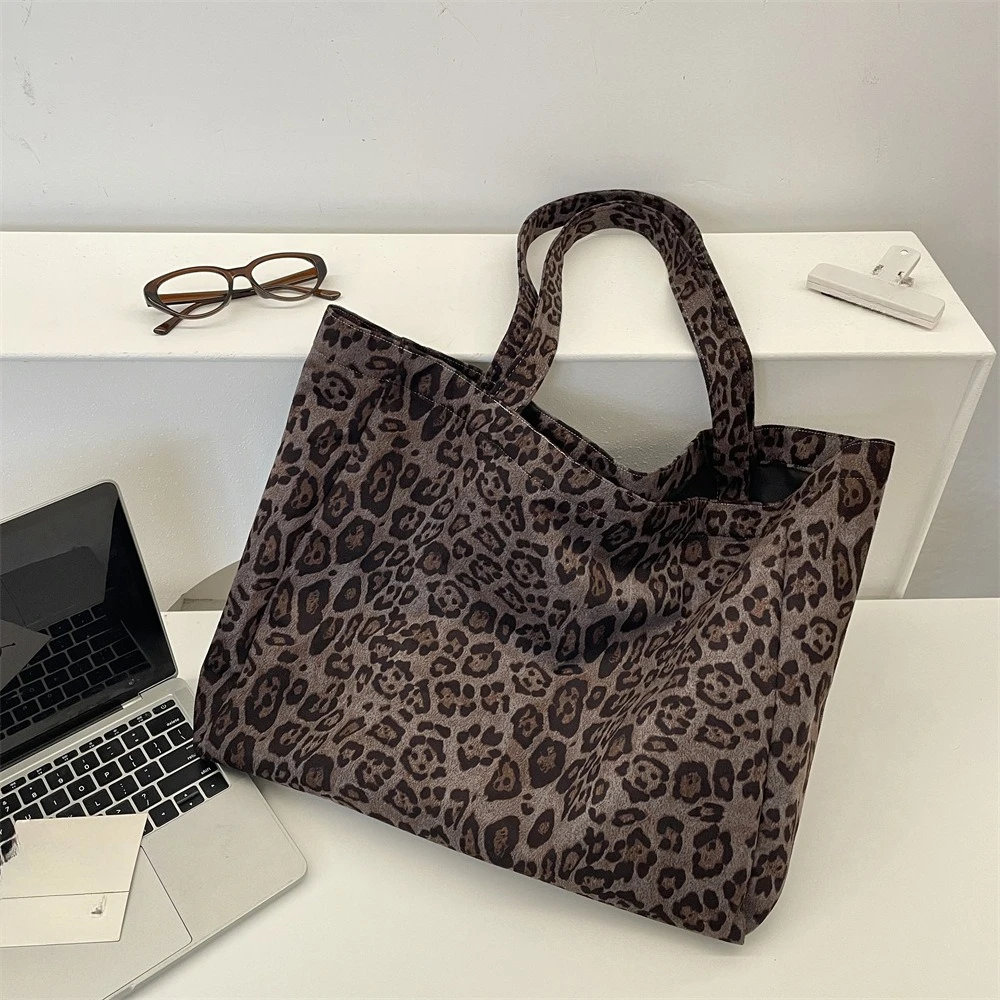 Women's Leopard Print Shoulder Tote Bag Casual Large Capacity Fashion Handbag for Women Purses and Handbags Shopping Bag
