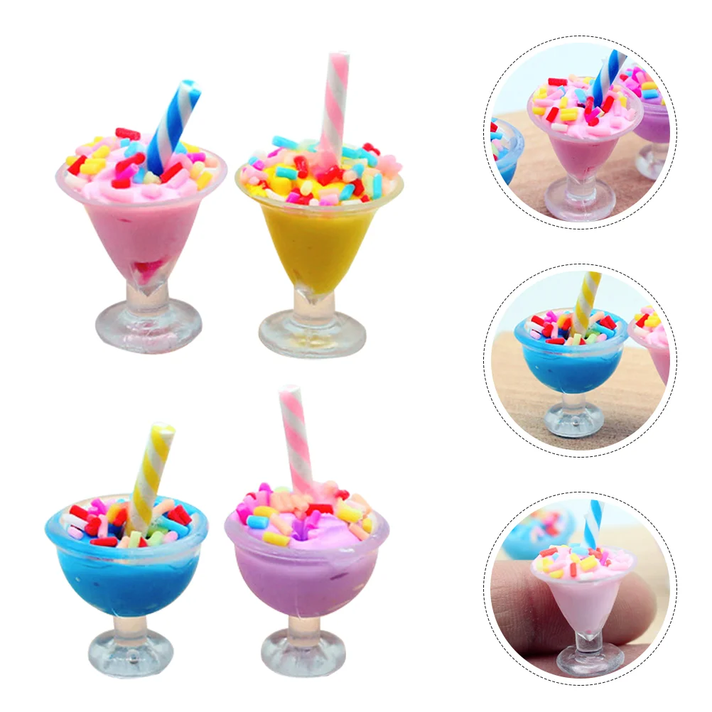 8 Pcs Dollhouse Ice Cream Fake Cone Miniature Sundae Model Simulated Accessory Adornment Models Decor Cake