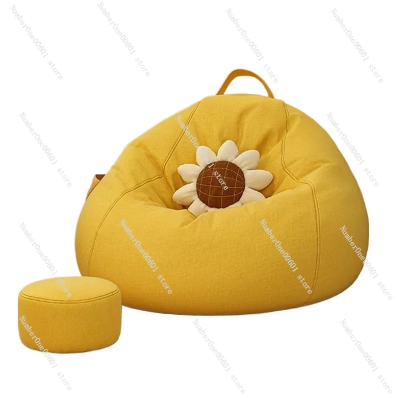 Lazy Sofas Chairs With Pedal Pillow Floor Linen Cloth Lounger Seat Bean Bag Pouf Puff Couch Leisure Tatami Living Room Household