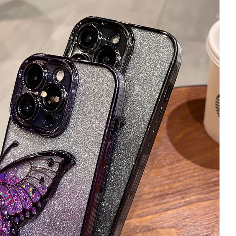 RedmiNote14 5G Case Luxury,Bling Quicksand Butterfly Case For Xiaomi Redmi Note 14 13 12 pro plus 14C 13C 12C Shockproof Cover