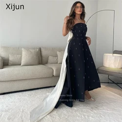 Xijun Black White Gogerous Evening Dress Beads Prom Dress Formal Occasion Prom Gowns Saudi Arabric Dubai Vestidos Party Dress