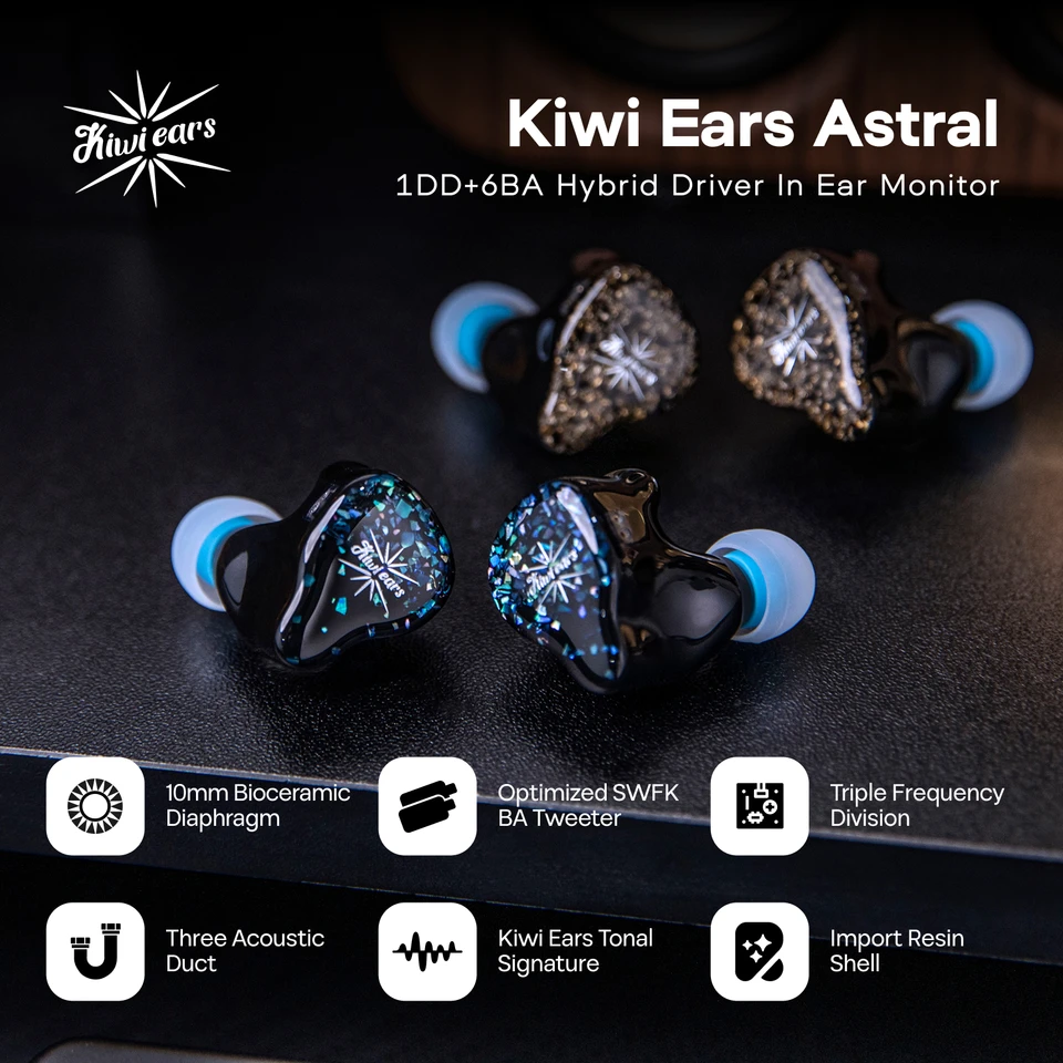 Pre-order Linsoul Kiwi Ears Astral 1DD+6BA Hybrid IEM Earphone