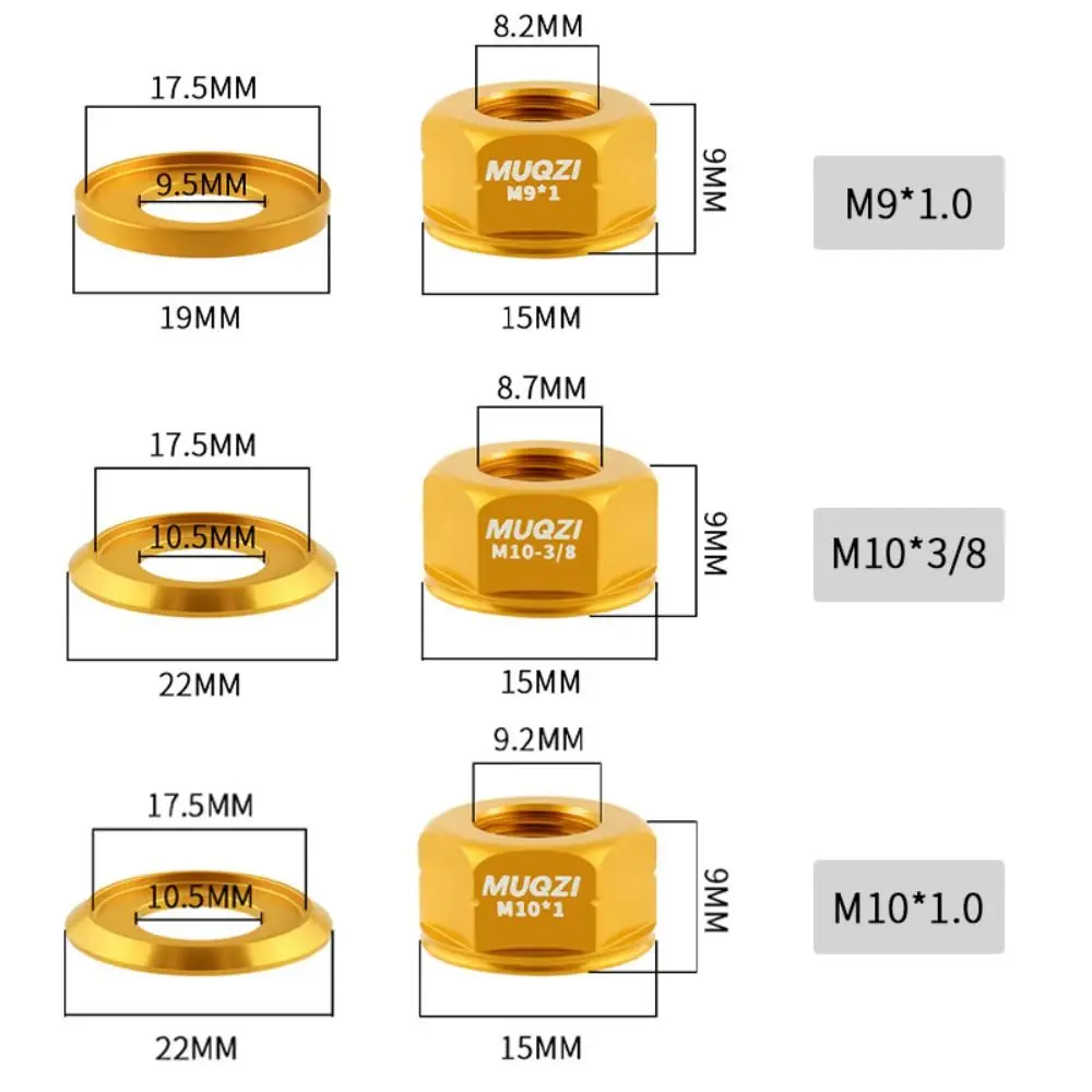 2pcs M9/M10/M10*3/8 Bicycle Hub Nut Aluminum Alloy Anti-rust Rear Axle Screw High Strength Anodizing Bike Accessories Rear Axle