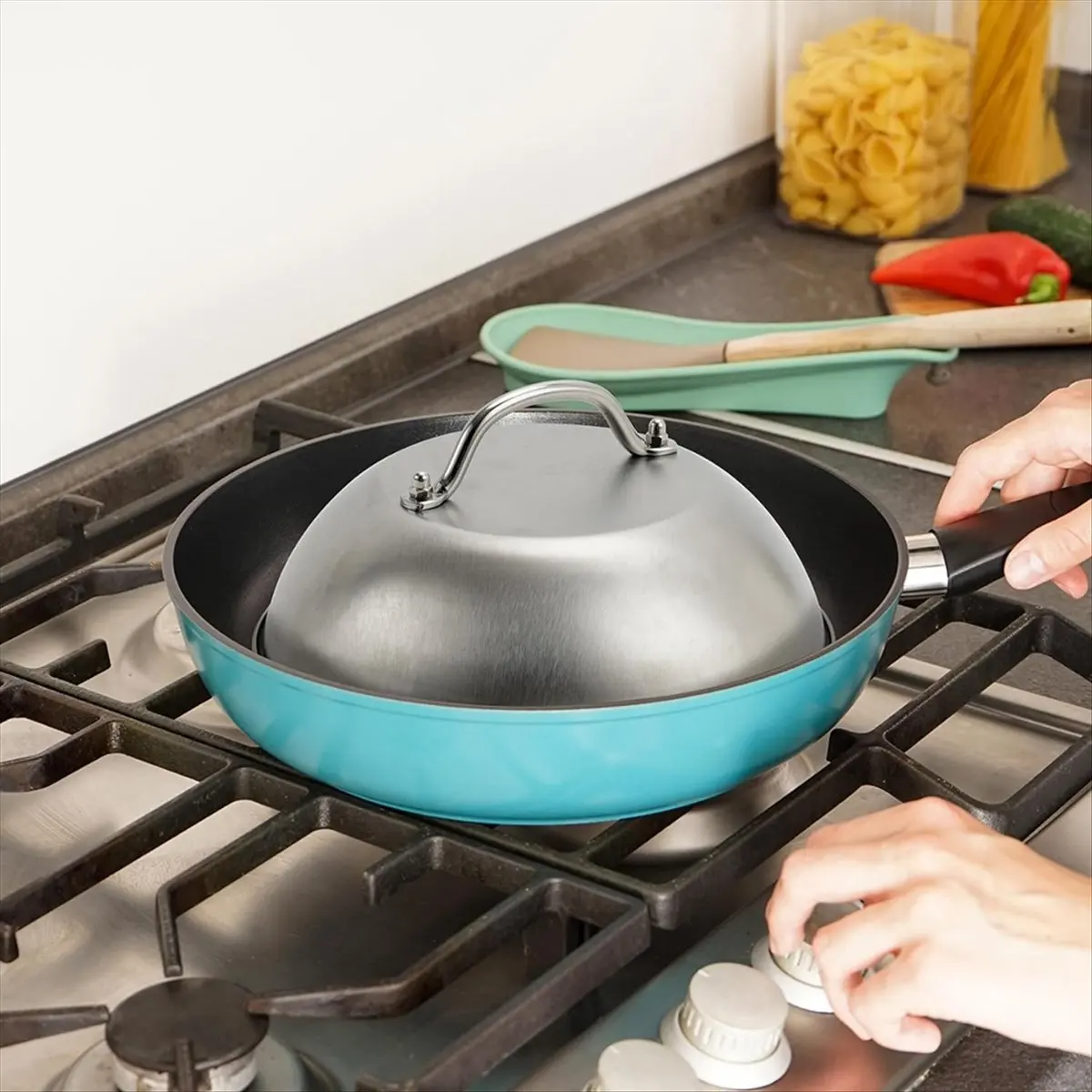 HITL Griddle Accessories Heavy Duty 9in Wide Smashed Burger Melting Cheese Dome Cover Stainless Steel Basting Steaming Cover