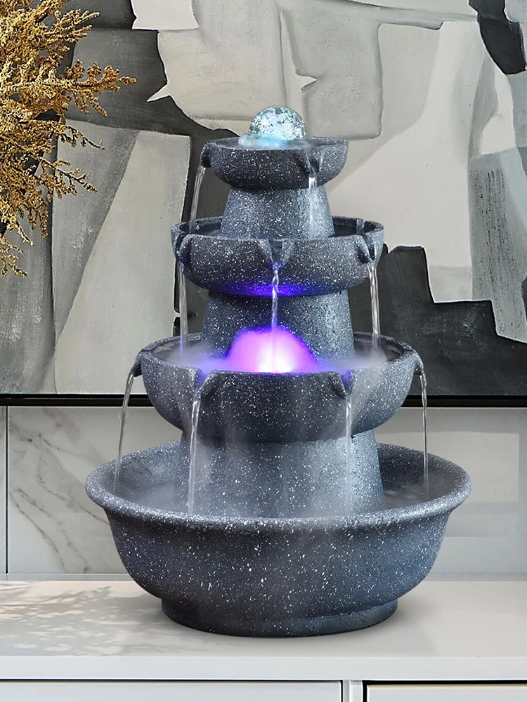 Flowing Water Fountain Desktop Decoration Recycling Fengshui Ball Wheel Fish Tank Rockery Home Decoration Gift Attraction