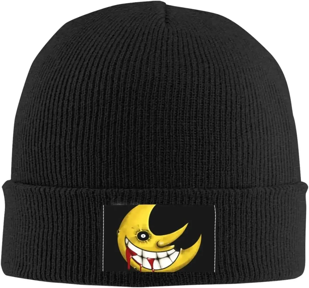 Soul Eater Knit Hat Winter Ski Warm Knitted Caps Plain Cuffed Beanie for Men Women Black