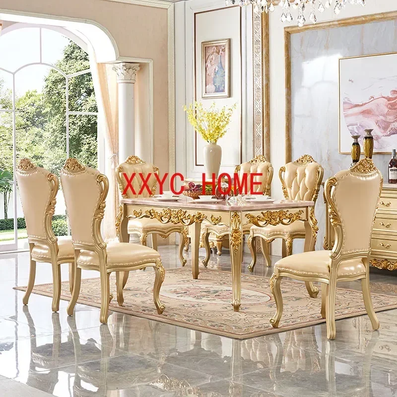 Design Wooden Luxury Table Gold Vintage European Space Saving Dining Table Rectangular Living Room Esstisch Restaurant Furniture