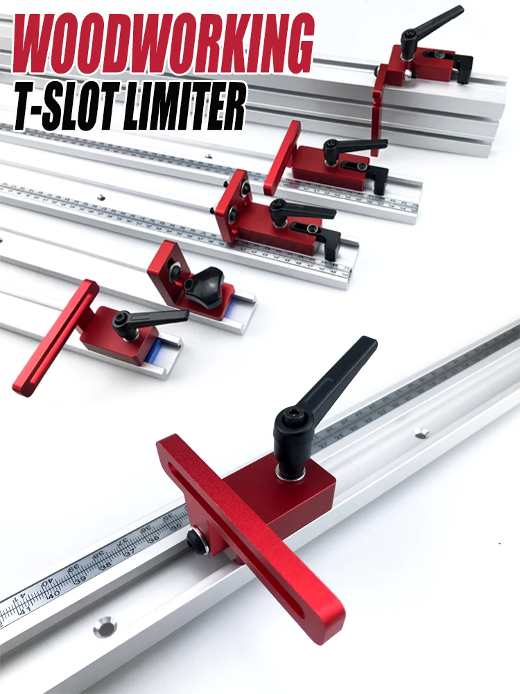 

Woodworking T-Slot Limiter, Precision Stop Block for Miter Track, Aluminium Alloy Limit Stop for Woodworking
