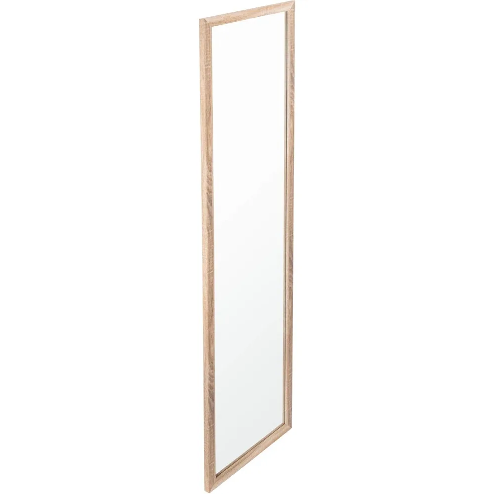 Over-The-Door Classic Full Length Mirror,12 x 48 inches, Light Wood, Wall Mounted Mirror