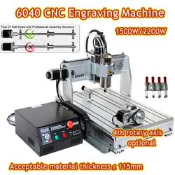 6040Z CNC Router Engraving Machine 1500W 2200W For PVC ABS PCB Wood Aluminum Work
