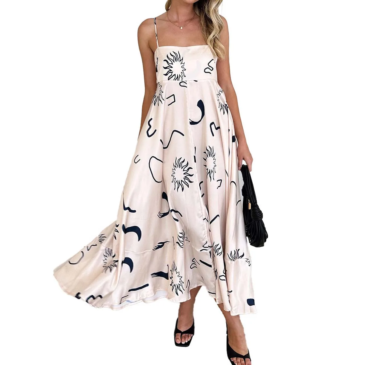 2024 Backless Print Sundress Strapless Boho Maxi Long Robe Femme Vestidos