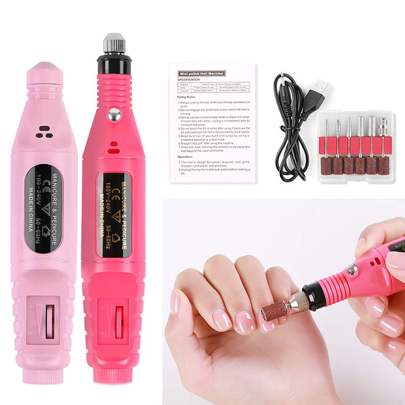 Professional Electric Nail Drill Machine Nail Files Pen Pedicure with Bits Milling Gel Polish Remover Nail Art Manicure