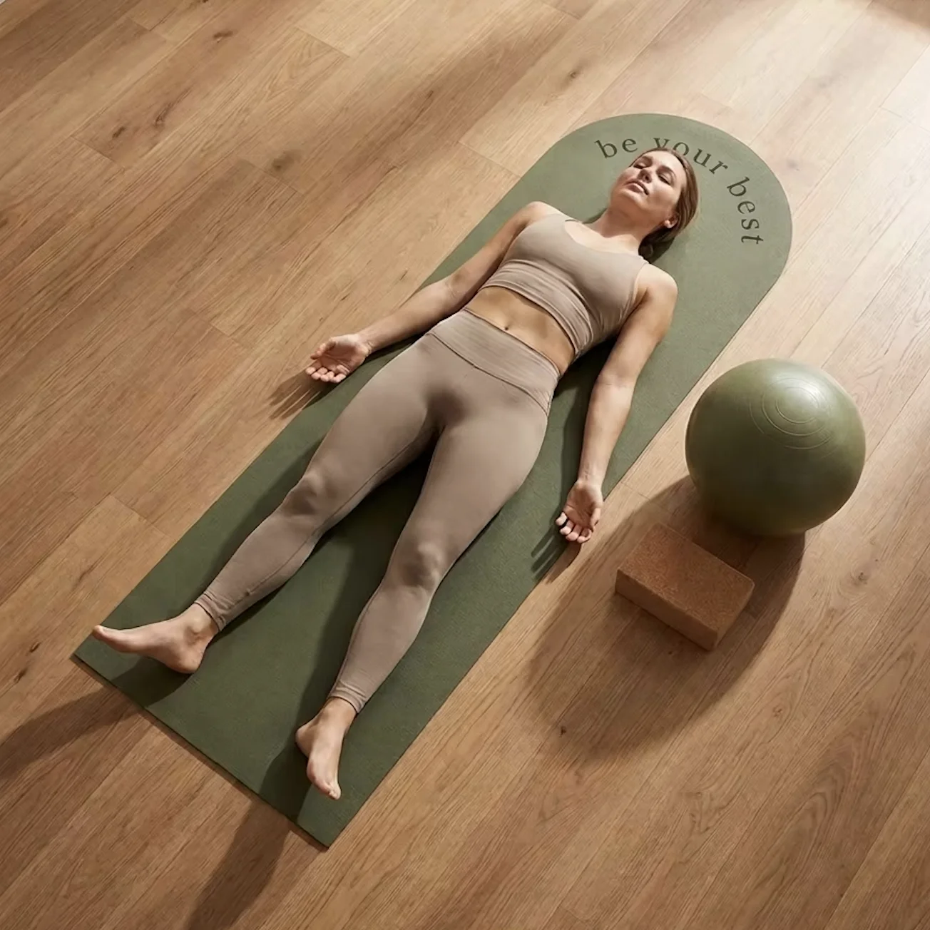 Unique Semi-Ellipse Shaped Yoga Mat PU Natural Rubber Non-slip Wear Resistant Sweat Absorbing Frosted 5mm Thick 2900g