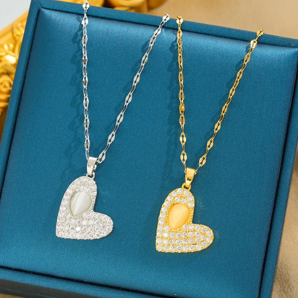 Популярная женская цепочка на ключицу и колье из титановой стали в форме сердца.